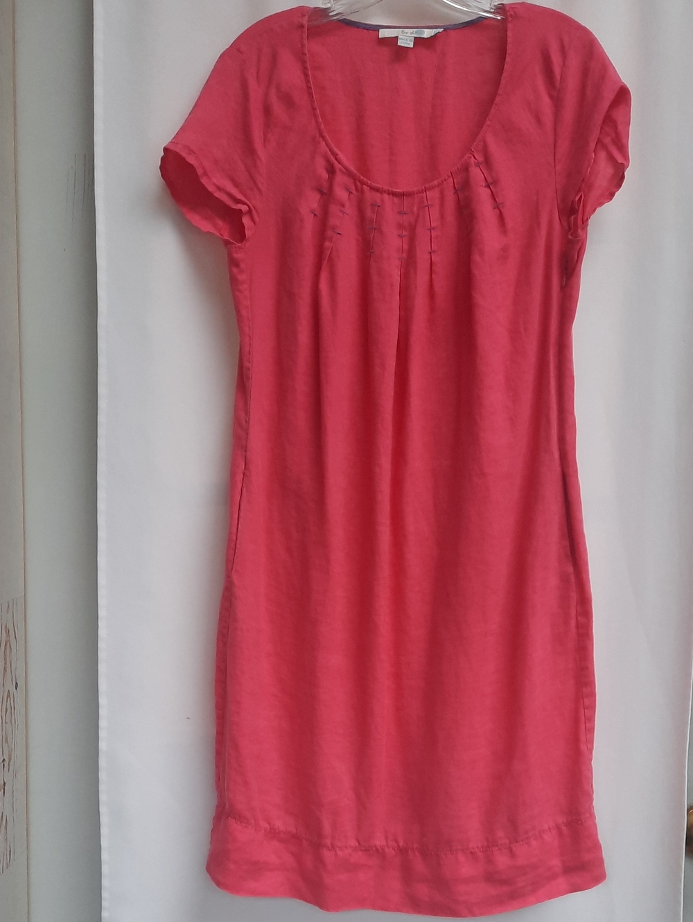 Women's BODEN 100% Linen Cap Sleeve Dress Size 8R Pink
